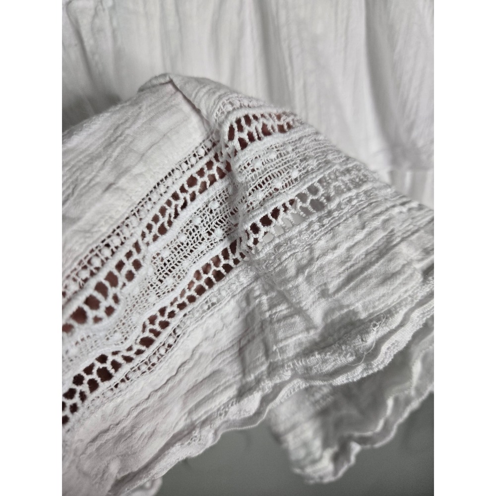 Olivaceous White Lace Ruffle Mini Dress Medium Cottagecore Boho Babydoll - Picture 10 of 10